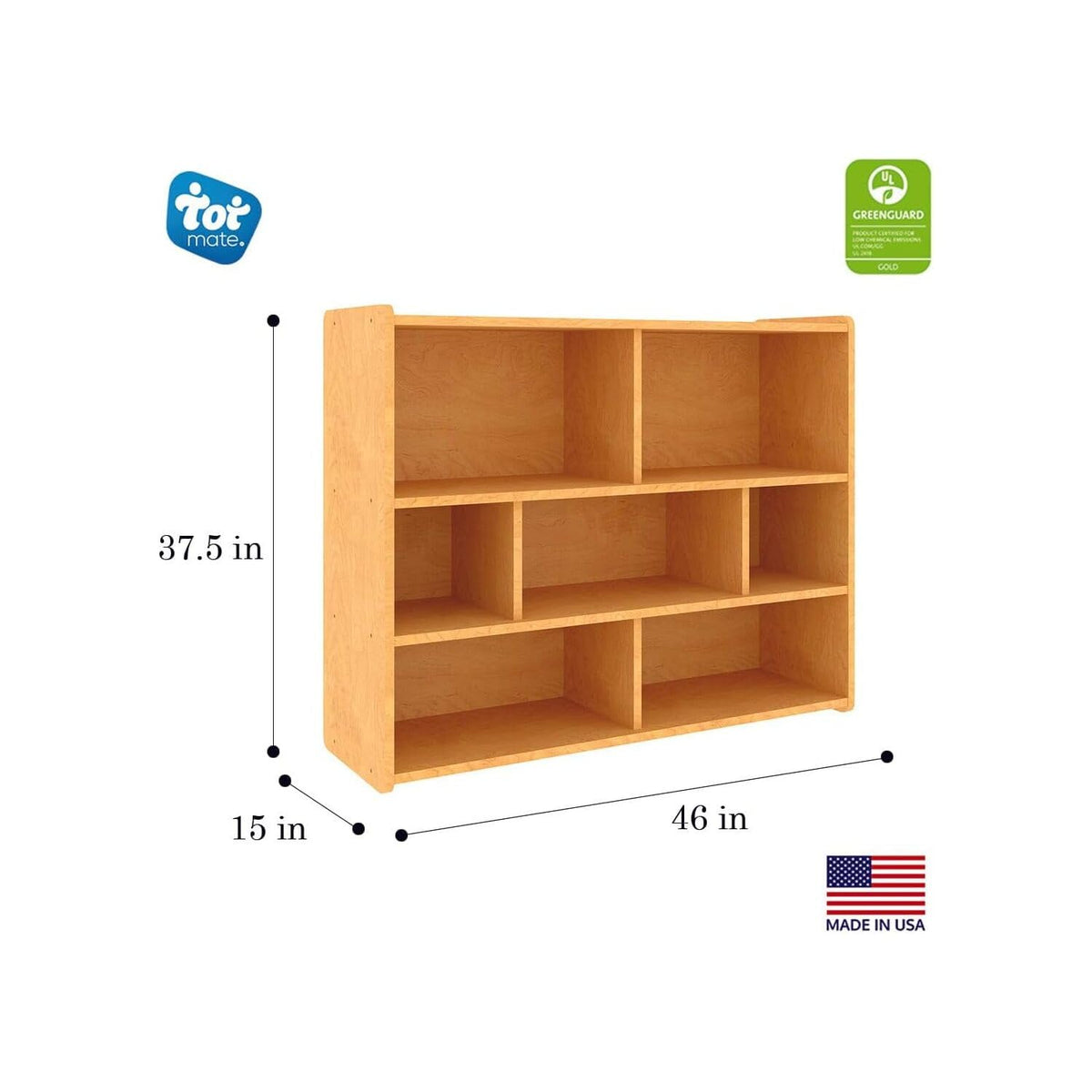 46" Wood Composite School Age Compartment Storage in Maple by Tot Mate – 30.08"H x 46"W x 14.8"D, Wood, Maple, Model TM2206R.0577
