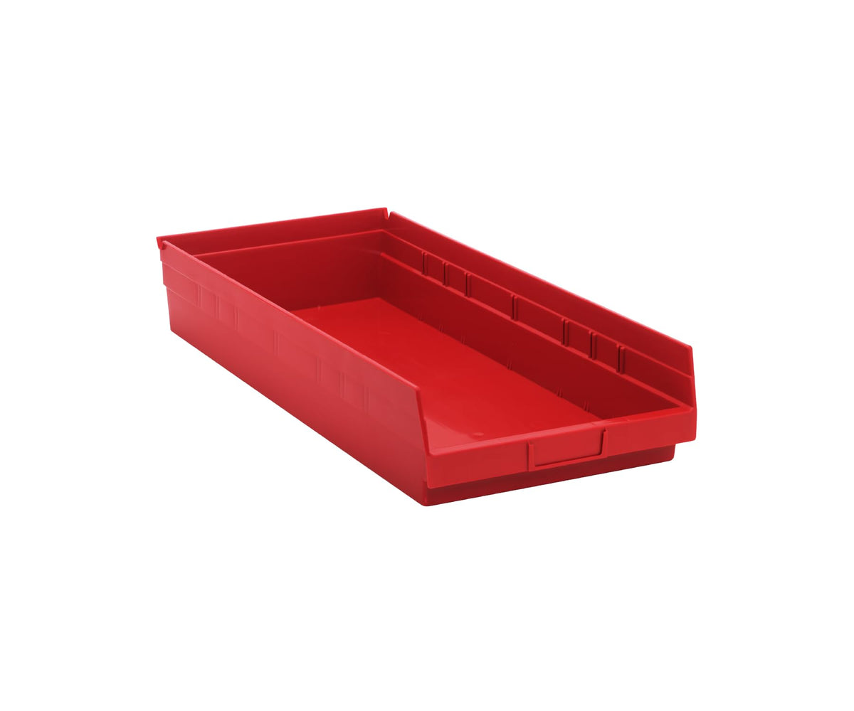 QUANTUM STORAGE SYSTEMS Red / 24L x 12W x 4H / Economy 4" Shelf Bins Open Storage Bins