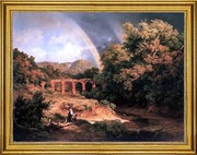 Art Oyster The Elder Karoly Marko Italian Landscape with Viaduct and Rainbow - 21" x 28" Premium Canvas Print with Gold Frame