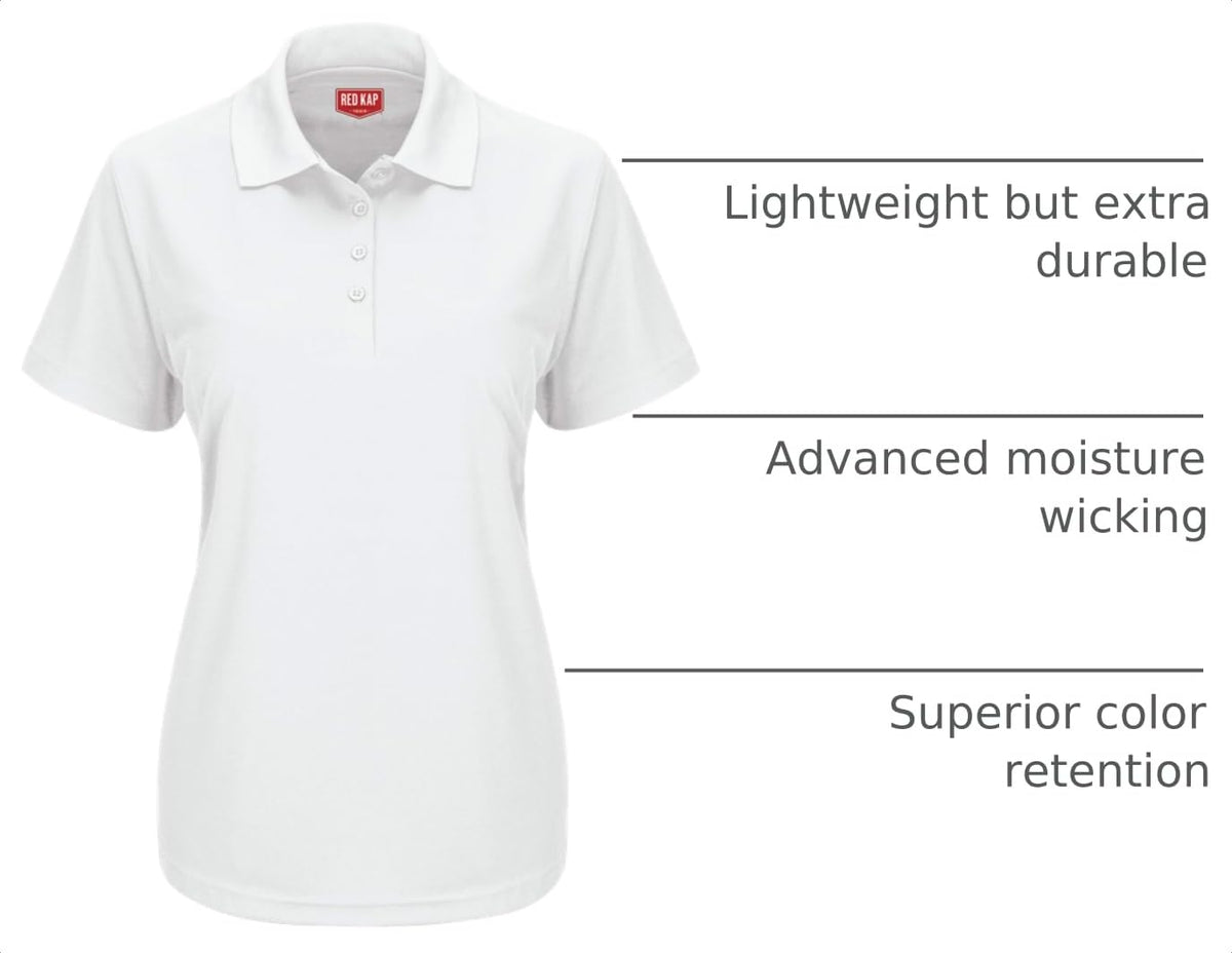 Red Kap Medium / White / Short Sleeve Performance Knit® Pocketless Core Polo Polos