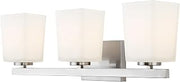 Canarm Hartley 3-Light Brushed Nickel Vanity Bath Light Fixture, Flat Opal Glass - 1 Each