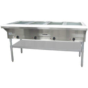 Four-Pan Electric Steam Table with Undershelf by Adcraft – Stainless Steel, Silver, Model ST-240/4