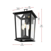 Cayman Three Light Outdoor Wall Sconce Black by Lighting Design – Iron, Black, Model OD332W16BK