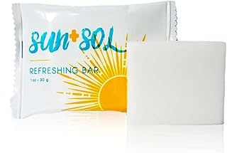 World Amenities Sun + Sol Bulk Refreshing Soap Bar With Warm Coconut & Vanilla Fragrances, Sachet Wrapped Travel Size Toiletries, Mini Hotel Amenities, 1 oz - 300 Pack