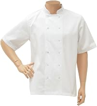 HUBERT Chef Coat Short Sleeve White Poly Cotton - Extra Large