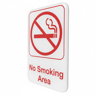 No Smoking Area Sign by Glownary – 9 Inches X 6 Inches, Plastic, Red White, Model 774nsa69rw