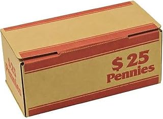 CONTROLTEK Kraft/Red Coin Box, 1-Compartment, $25 of Pennies, 50/Pack