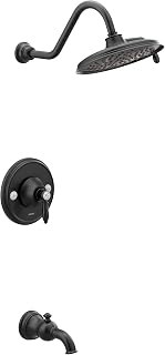 Moen TS32104BL Weymouth Posi-Temp Tub and Shower Trim Kit, Valve Required, including 9-Inch 2-Spray Rainshower, Matte Black