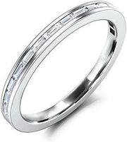 Channel Set Half Eternity Wedding Band 0.3ct Baguette Moissanite White Gold Plated