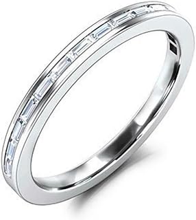 Channel Set Half Eternity Wedding Band 0.3ct Baguette Moissanite White Gold Plated