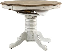 Starlight Canyon Home White, Pedestal Table, Rubberwood Solids Construction, Pedestal Base, Durable Home Design, Warm Stylish Finish