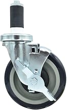 BK Resources 5" Polyurethane 1-1/4" Expanding Stem Swivel Caster for Work Tables with Top Lock Brake, NSF, 300lb Capacity Per Wheel