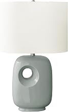 Monarch Specialties I 9678 Lighting, 26" H, Table Lamp, Green Ceramic, Ivory/Cream Shade, Contemporary, Modern