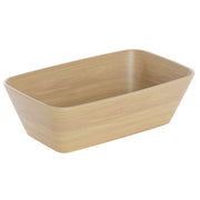 Serving Bowl Light Brown Wood Bowl Soft Square - 10 1/2"L x 6 1/2"w x 3 1/10"H by HUBERT – Melamine, Brown, Model M2340-LT WOOD