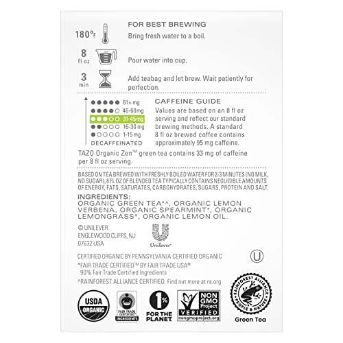 TAZO 36 Count (Pack of 5) / Green / 5 Herbal