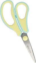 Westcott GRIPEEZE E-21576 00 Children's Scissors Pastel Yellow Left-Handed Scissors with Ergonomic Handle for School Children 14 cm Ideal for Children's Hands