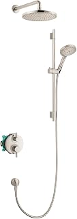hansgrohe Raindance S Complete Shower System 2.5 GPM, Modern 3-Spray PowderRain, Rain, Full and Massage Volume and Auto Temperature Control in Brushed Nickel, 04915820