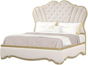 Athena Ivory and Gold Scalloped Bed, Queen