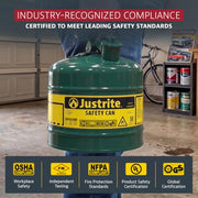 Justrite Green / 5 Gallon / Type I Cans