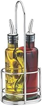 TableCraft 918RSN Gemelli Bottle Set, (2) 8-1/2 oz. embracing Green Tinted Glass Bottles (Dishwasher Safe), Stainless Steel pourers (Hand wash only), Stainless Steel Wire Rack (Hand wash only)
