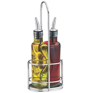 Gemelli Bottle Set by Tablecraft – 8.5 Ounces, Glass, silver, Model 918RSN
