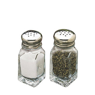 Square Salt and PepperShaker 2 oz by Tablecraft – 2.0 ounces, Glass with Stainless Steel Top, Clear, Model C15412