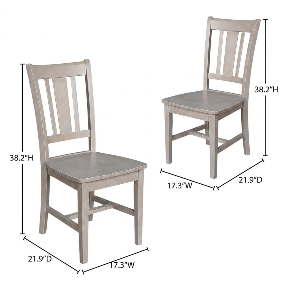 Solid Wood Dining Chair with Splatback by Furnifact – Wood, Washed Gray Taupe, Pack of 2