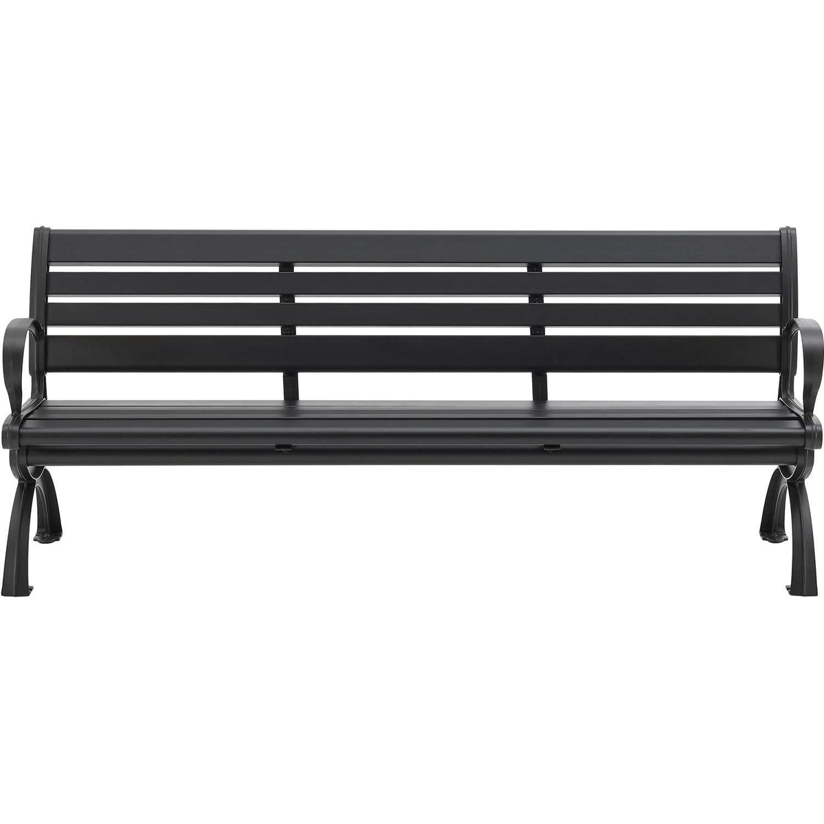 6'L Outdoor Park Bench with Backrest by Global Industrial – 6, Aluminum, Black, Model CBPB-6A1B