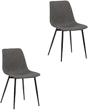 Furnifact Faux Leather Upholstered Dining Chairs with Powder-Coated Metal Legs Set of 2, Kitchen Table Chairs for Dining Room, Black