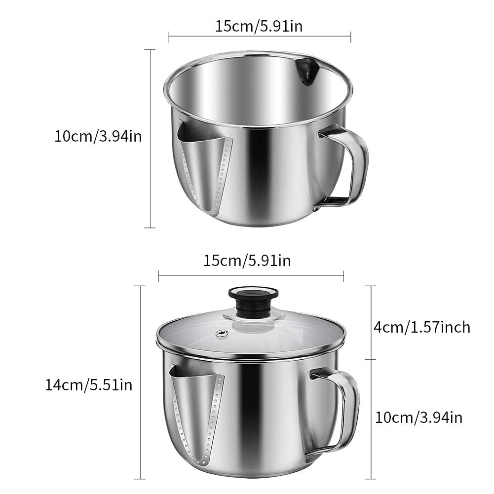 Calidaka Stainless Steel Fat Separator, 1000ml Capacity, Silver