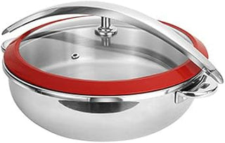 5996RR 6 Quart Orbit Chafing Pot, Round, 17" Diameter x 10"H, Red Rubber Edge