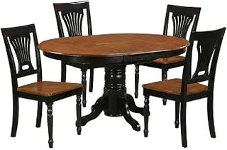 Furnifact Wood Oval Dining Furniture 5 Piece Set with Butterfly Leaf, Kitchen Table and Chairs Dining Room