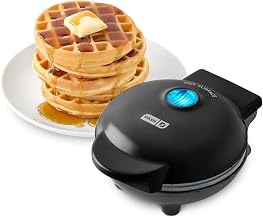 Dash Mini Waffle Maker with Ceramic Nonstick Cooking Surface, 4 Inch Small Waffle Iron, Single Serve, Easy to Clean, Compact Breakfast Maker for Kids & Families, Black