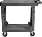 HUBERT Utility Cart, 2-Shelf Grey Plastic - 38" L x 19" W x 32" H
