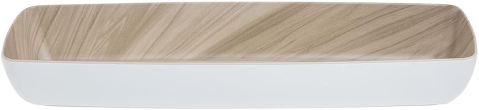 HUBERT Serving Bowl Wood-Look White Melamine with Light Wood Inside - 20 7/8 L x 6 2/3 W x 3" H
