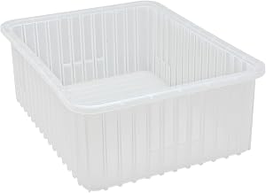 QUANTUM STORAGE SYSTEMS DG93080 Dividable Grid Storage Container, Heavy-Duty Stackable Plastic Parts Bin for Warehouse, Assembly & Industrial Organization, 22-1/2" x 17-1/2" x 8", Gray, 3-Pack