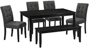 Furnifact Industrial-Style Dining Furniture 6 Piece Set, Kitchen Table and Dining Chairs for Dining Room or Breakfast Nook