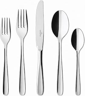 Villeroy & Boch Liam Flatware Set, 40 Piece, Set for 8 | 18/10 Stainless Steel, Polished Finish, Dishwasher Safe, Forks Knives Spoons, Meals Brunch