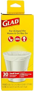 Glad Flat Top Small Garbage Bag, 30 Count per Pack - 6 per case.
