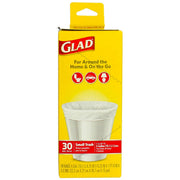 Flat Top Small Garbage Bag by Glad – 30 Count (Pack of 6), 4.0 gallons, Plastic, White, Pack of 6