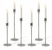 Pickood Taper Candle Holder Set, 9 to 13 Inch Heights, Chrome Silver