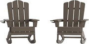Flash Furniture HDPE Rocking Chair with Cup Holder, Brown, 2-Pack | Durable Construction, Commercial Use, All-Weather