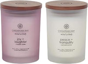 Chesapeake Bay Candle Scented Candles, Joy + Laughter (Cranberry Dahlia) and Peace + Tranquility (Cashmere Jasmine), Medium Jars, Home Décor