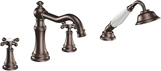 Moen TS21102ORB Weymouth Two-Handle Diverter Roman Tub Faucet Includes Hand Shower, Oil Rubbed Bronze