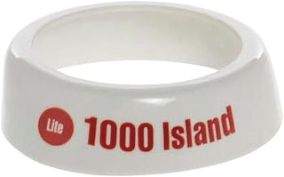 TableCraft CM23 Dispenser ID Collar, "Lite 1000 Island", fits Model Numbers 483 & 484, White Dishwasher Safe, Plastic Collar, Maroon Print, Made in USA, 1 Each