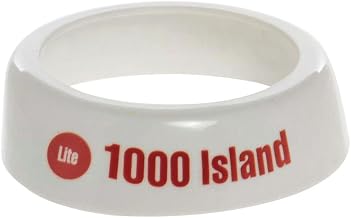 TableCraft CM23 Dispenser ID Collar, "Lite 1000 Island", fits Model Numbers 483 & 484, White Dishwasher Safe, Plastic Collar, Maroon Print, Made in USA, 1 Each