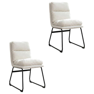 Faux Leather Upholstered Dining Chairs Set of by Furnifact – Metal, Vanilla, Pack of 2
