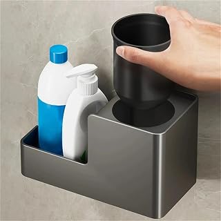 Compact Size Toilet Brush Holder Wall Mounted, Bathroom Aluminium, for Storage Accessories Splash-Proof(White)