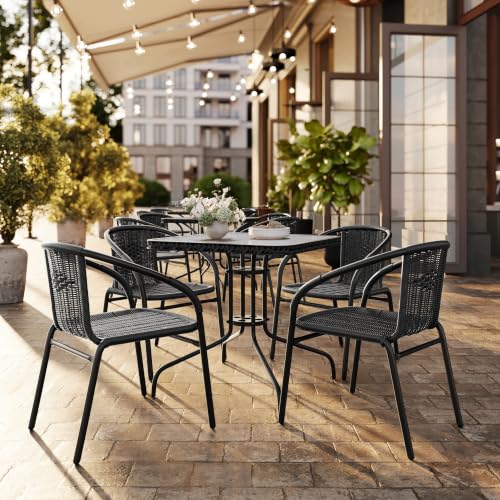 Flash Furniture Black / Set of 1 / Contemporary Patio Dining Chairs