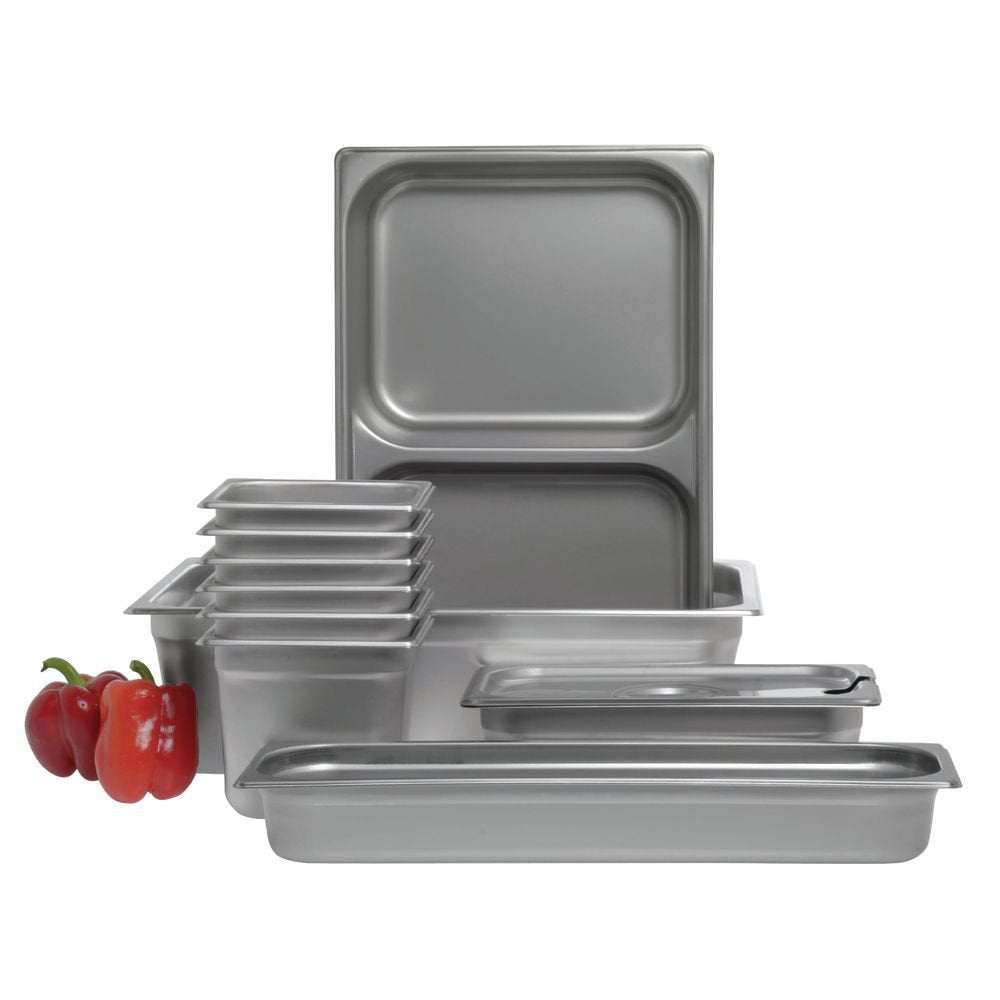 Full Size 24 Gauge Stainless Steel Divided Steam Table Pan - 2 1/2"D by HUBERT – Large, Stainless Steel, Silver, Model 6002DV